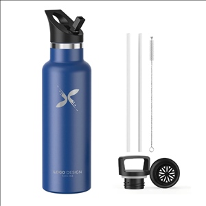Stainless Steel Double Wall Water Bottles, Vacuum Insulated Bottle With Straw Lid, Insulated Bottle